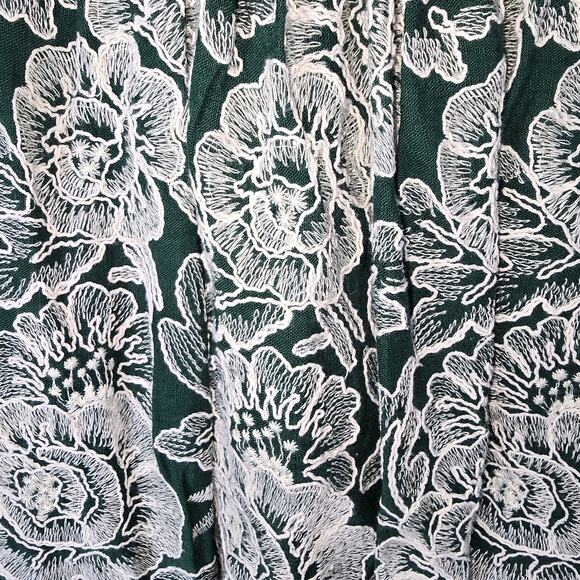 Maaji Mini Dress Green with Ivory Embroidered Flowers Smocked Back Straps M NEW - Picture 9 of 10